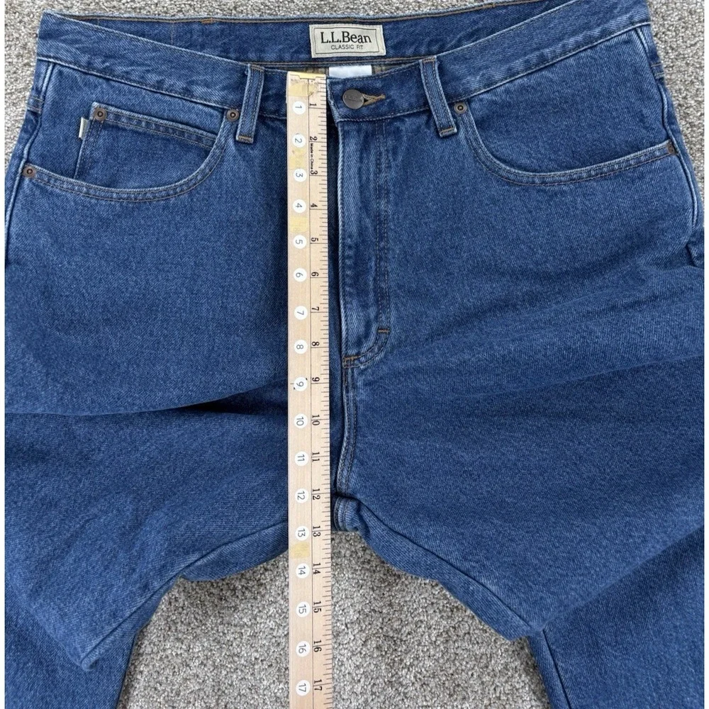 NEW LL Bean Double L Flannel Lined Jean Mens 36x30 Blue Classic Fit Cotton Denim
